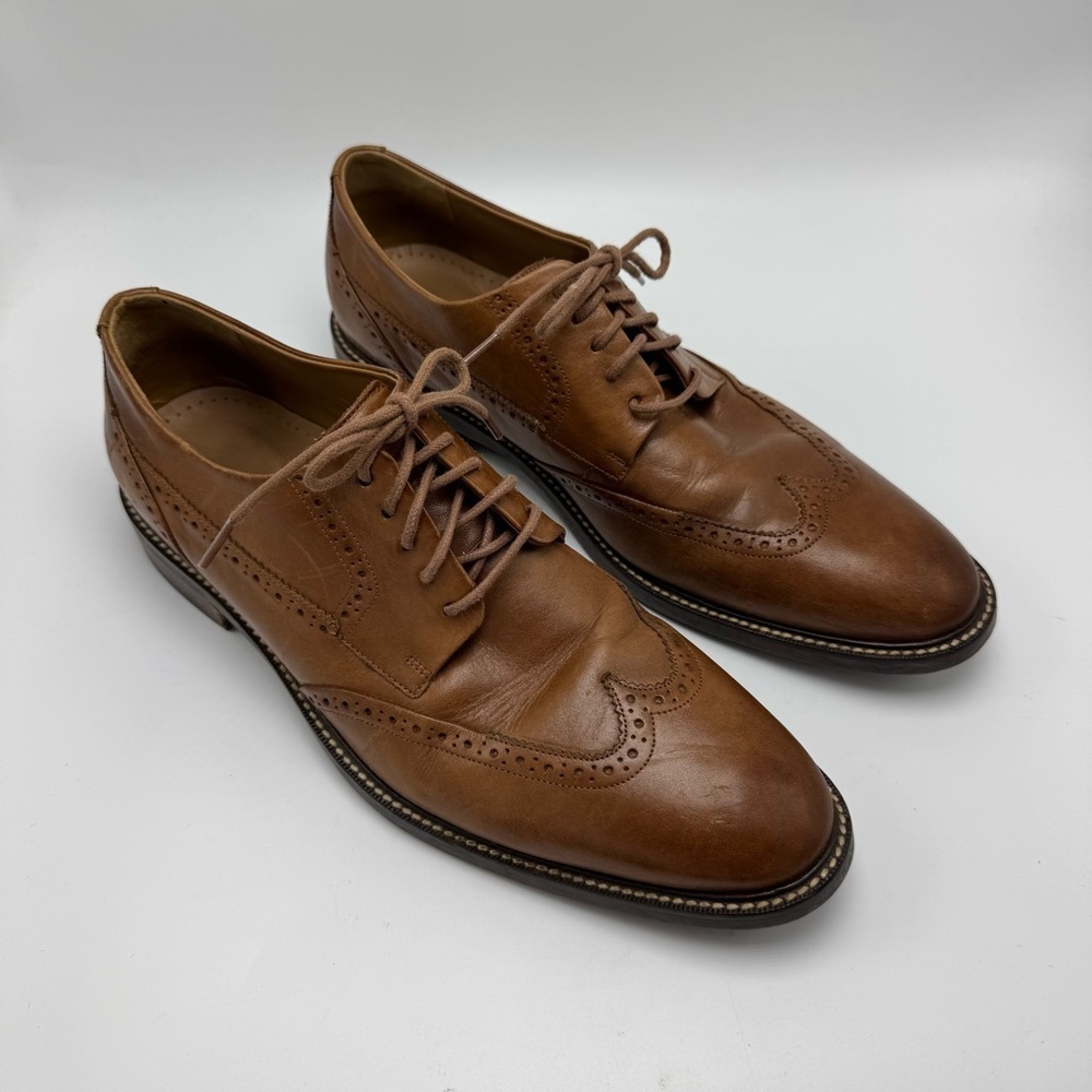 Cole Haan Warren Wingtip Oxford Dress Shoes Men’s 10M British Tan Leather Brown
